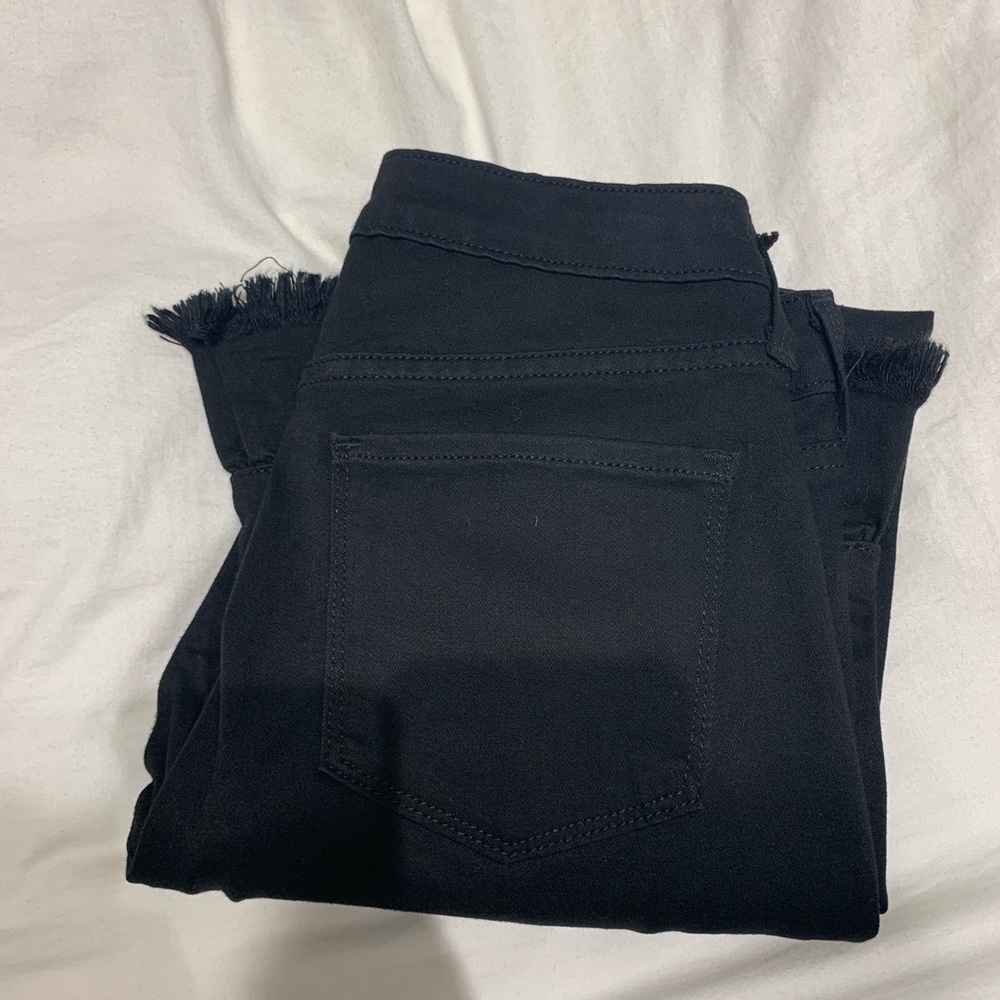 just black, black ruffle skinny jean